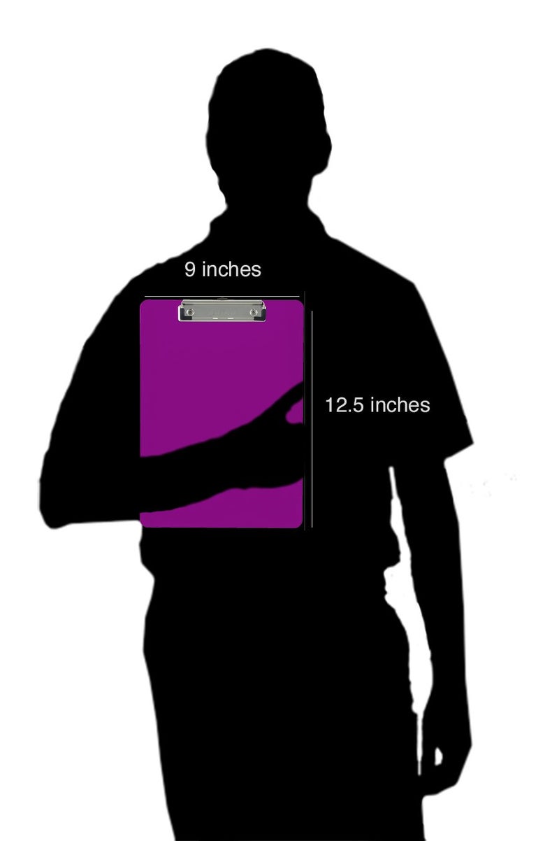 Trade Quest Plastic Clipboard Opaque Color Letter Size Low Profile Clip (Pack of 6) (Purple) - Image 4